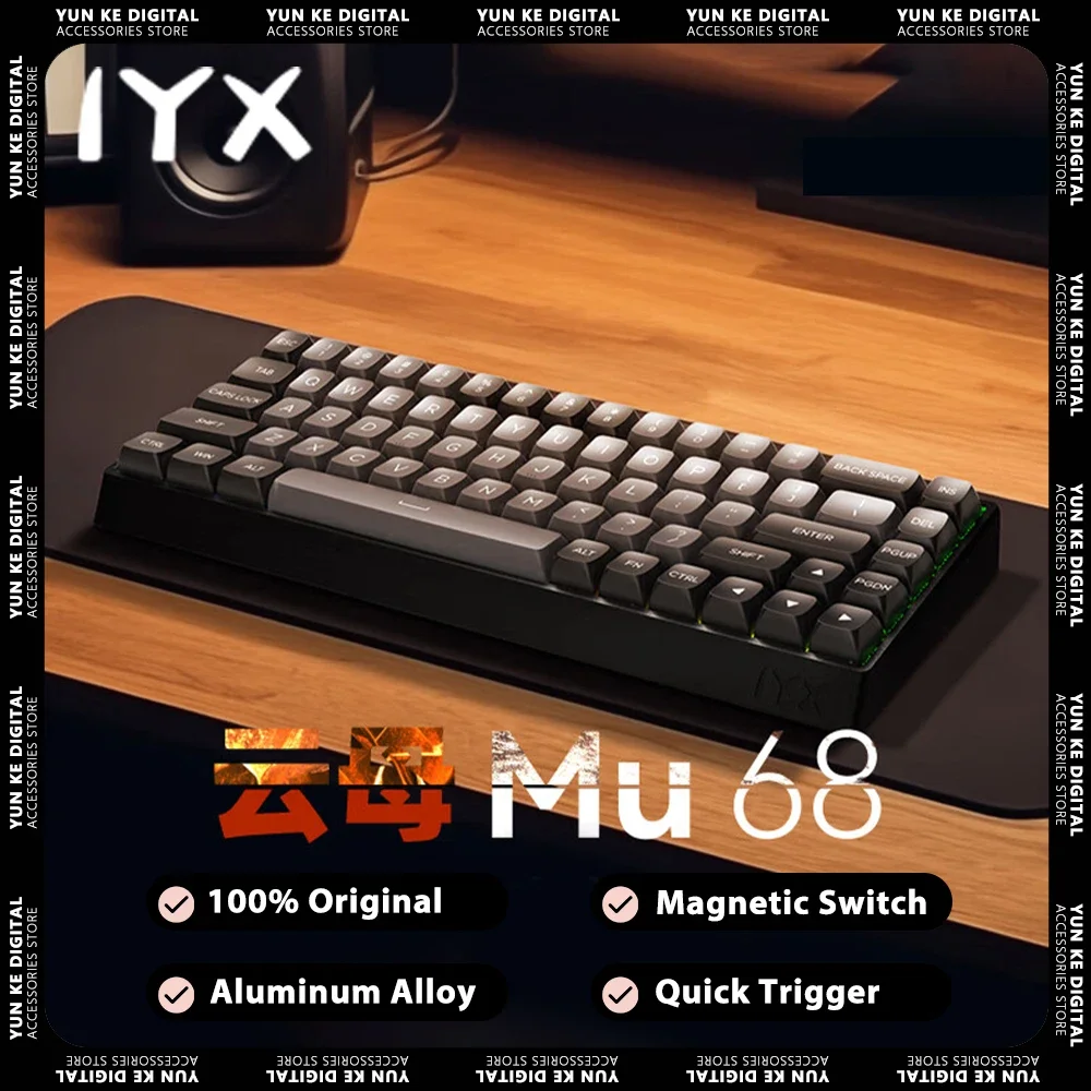 

IYX MU68 Magnetic Switch Gaming Keyboard 8000Hz Aluminum Alloy Quick Trigger RGB Mechanical Keyboard Hot Swap Pc Gamer Varolant