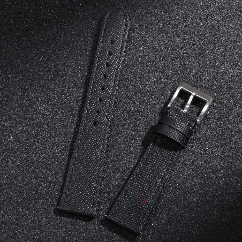 18mm 20mm 22mm Vintage Stitched Leather Watch Strap Premium Grade Quick Release Saffiano Leather Watchbands For Men Women