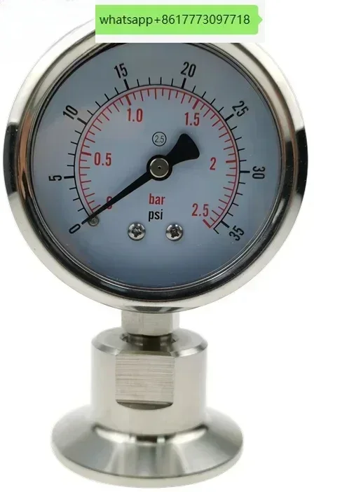 

1,5 "2-дюймовый манометр из нержавеющей стали с тройным зажимом SS304 с мембранным манометром SS316L/три зажима 64 мм