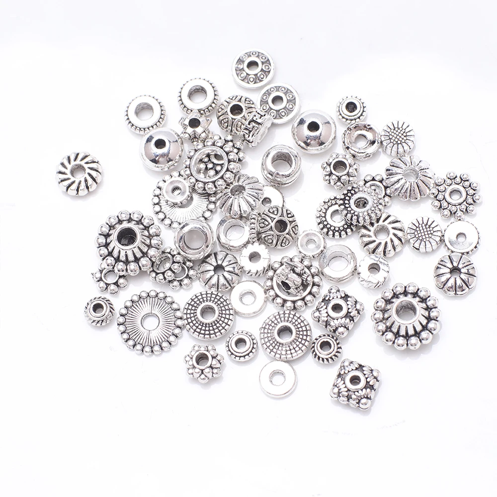 50 Stück Metall Runde lose Distanzperlen Basteln für DIY Schmuckherstellung Armband Halskette Ohrring Zubehör Großhandel in großen Mengen – Detail 4
