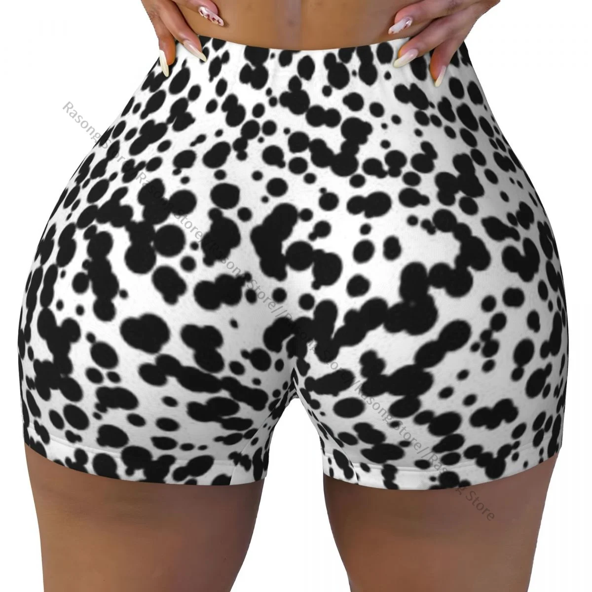 Push Up Short Elasticity Scrunch Butt Dalmatian Dog Pattern Running Shorts Sports Shorts Womens Clothes Gym