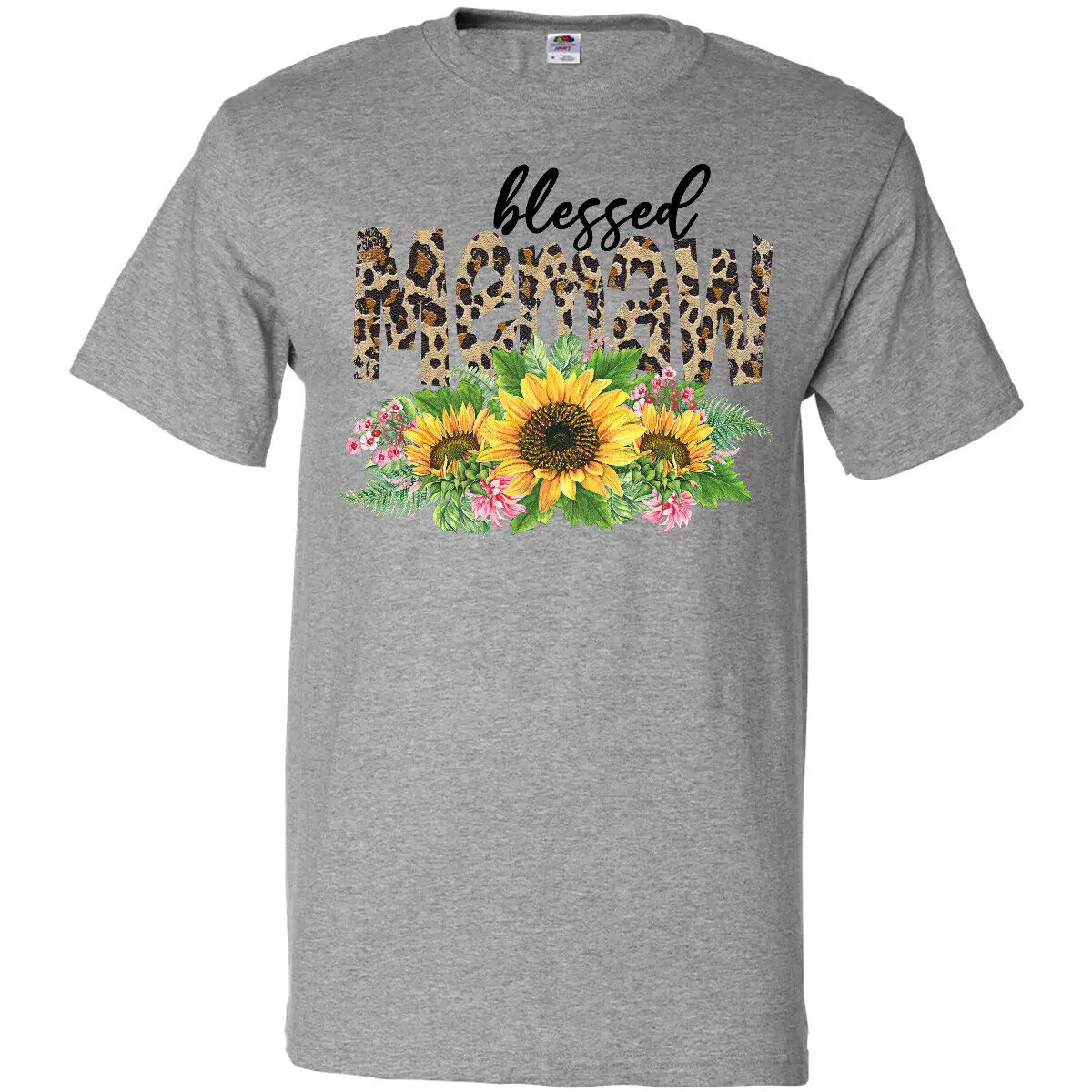 

Inktastic Blessed Memaw Leopard Print And Sunflowers T-Shirt Boodlebug Grandma