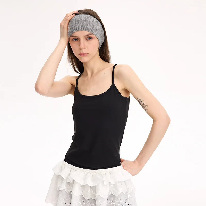 

Same Style Slim Fit Simple Elastic Solid Color Top For Women American Style Hot Girl Outerwear Yoga Sports Camisole Elegant TQ4F