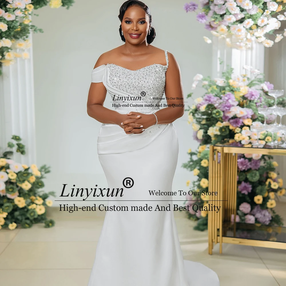 فساتين زفاف كريستال أنيقة 2025 قبالة الكتف انفصال قطار حورية البحر زي العرائس مخصص vestido de novia gotico #2