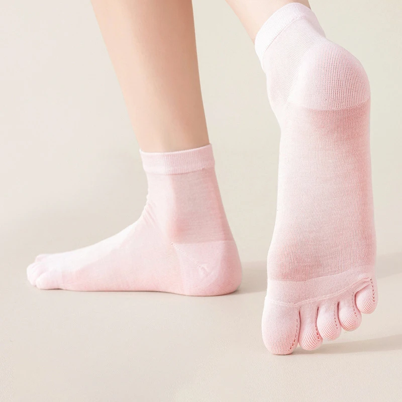 

Women's Toe Socks Japanese Harajuku Solid Color Summer Thin Mesh Mulberry Silk Breathable High-quality Socks For Girl Wholesale