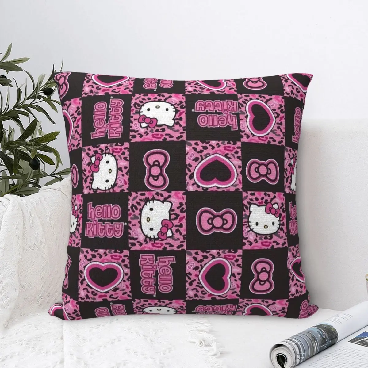 

Квадратная наволочка с рисунком «Hello Kitty», декоративная подушка Kawaii, 45*45 см, наволочка