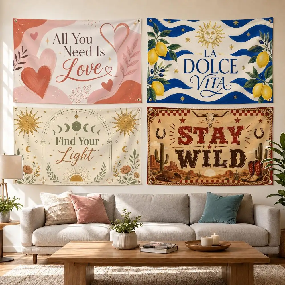 Good Vibes Quote Mix Flags Flag Outdoor Decor Flaga Decorative Home Objects Barber Shop Decoration Garage