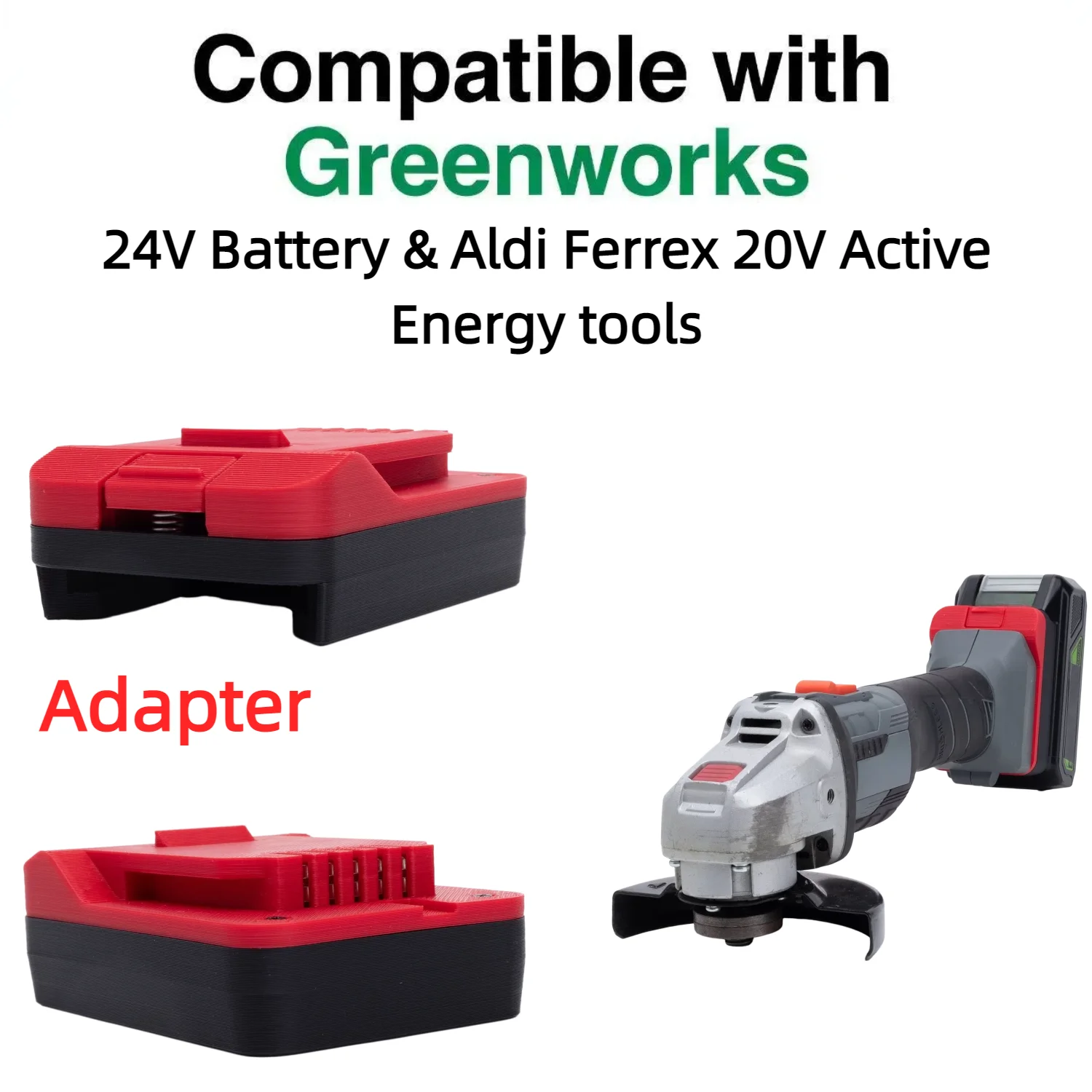 For Greenworks 24V Series Li-ion Battery TO Aldi Ferrex 20V Active Energy Cordless Tools Battery Adapter/Converter(Only Adapter)