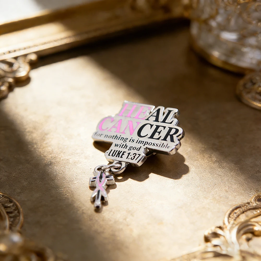Brosche mit rosa Band zur Aufklärung über Brustkrebs, christliches Glaubensschriftband, Abzeichen für gemeinnützige Aktivitäten, Logo, Anstecknadel, Sammlerstück, Geschenk – Detail 5