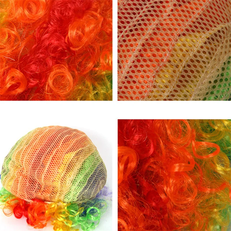 Curly Wig Carnival Explosion Hair Hat Funny Clown Rainbow Headgear Adult Kids Cosplay Wigs Party Props Fluffy Wig Headdress Gift