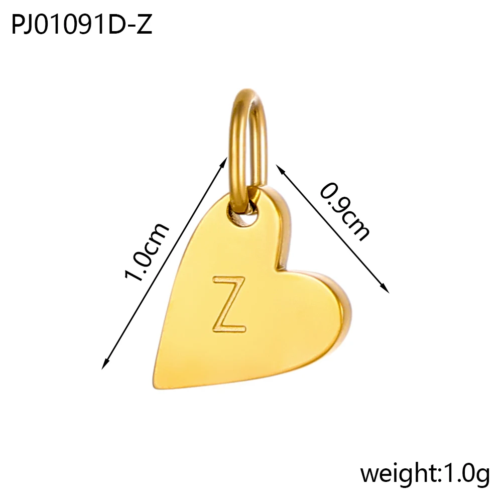 Trendy Gold Plated Stainless Steel 26 Letter Charms Set Heart Bubble Initial A-Z Alphabet Letter Zodiac Pendants for DIY Jewelry