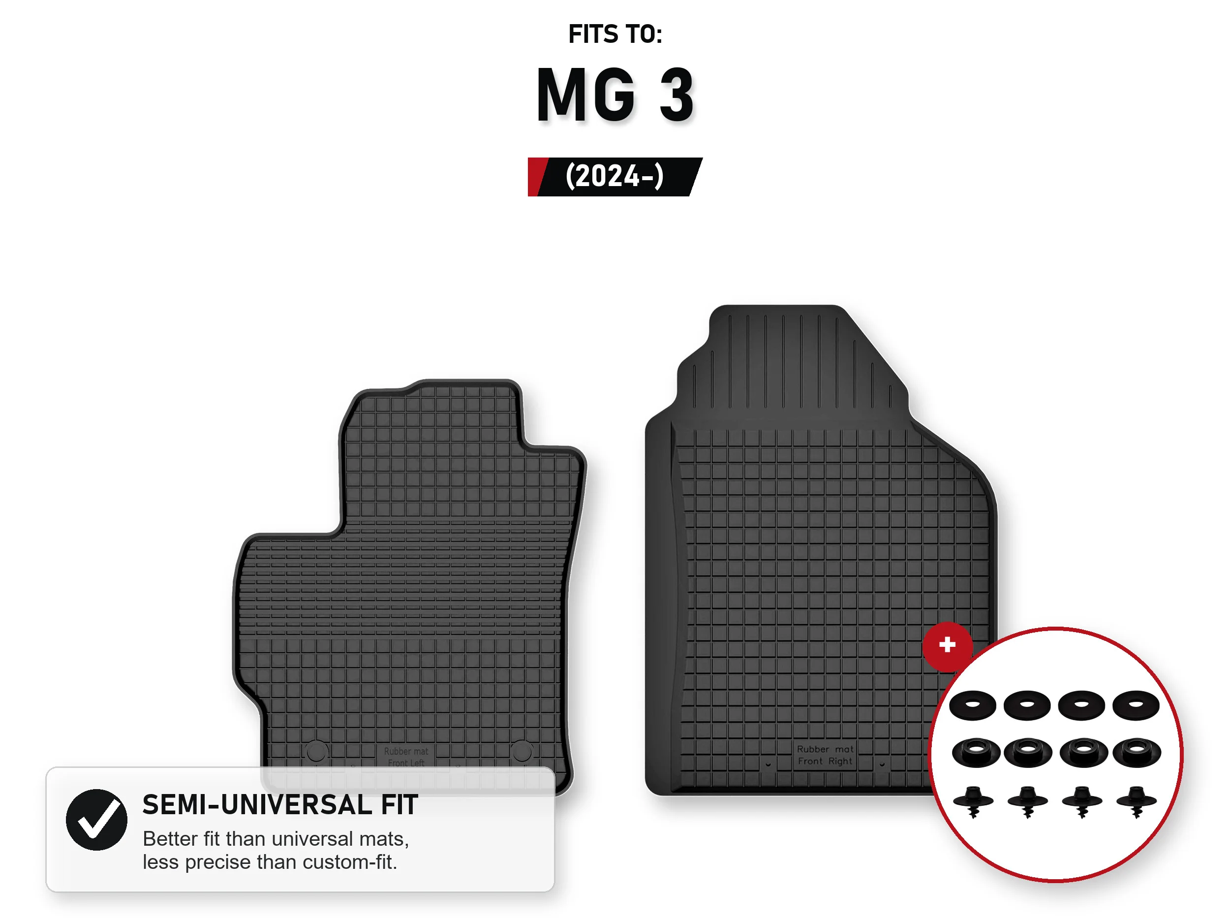 Rubberen voorste bakmatten voor: Mg 3 2024- Hybrid + met stoppers