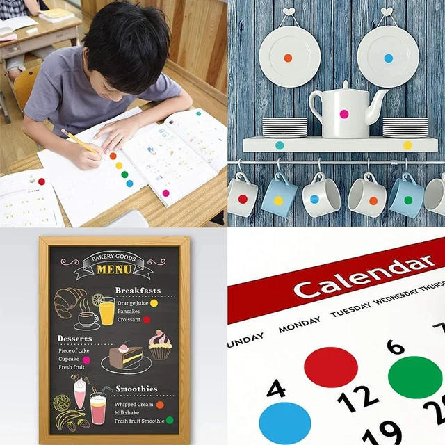 6mm 8mm 10mm 19mm 20mm 40mm Colored Dot Stickers Polka Circle Office Classroom Party Decoration Toys Diary Decoration Sticker 6