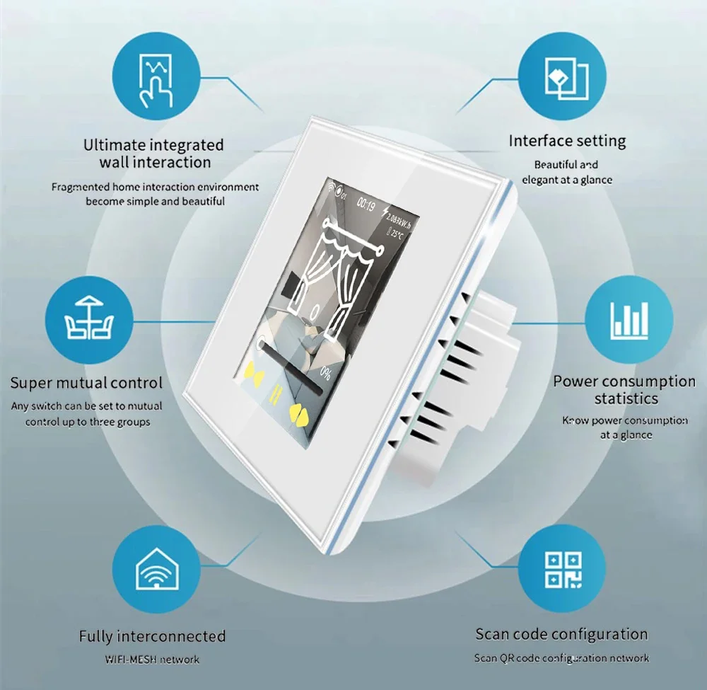 LCD Smart Light homekit Switch 4 in1 by Wifi Supports Alexa Google Home Siri ScreenTouch Panel with RGB LED Ambient Light switch