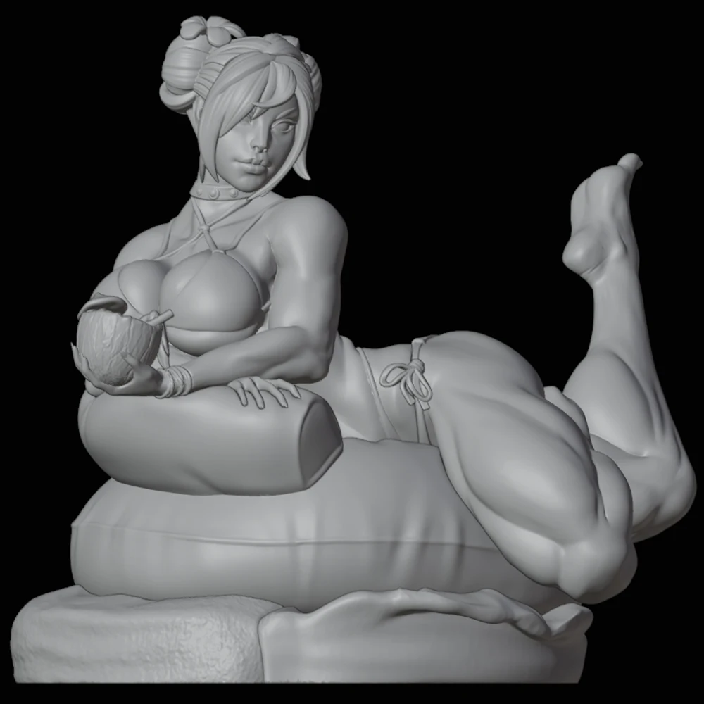 Chillin Chun li sfw-樹脂製の3D印刷されたおもちゃキット,未塗装のgk置物,futa diy,組み立てられていない像,置物モデルおもちゃ,1:24