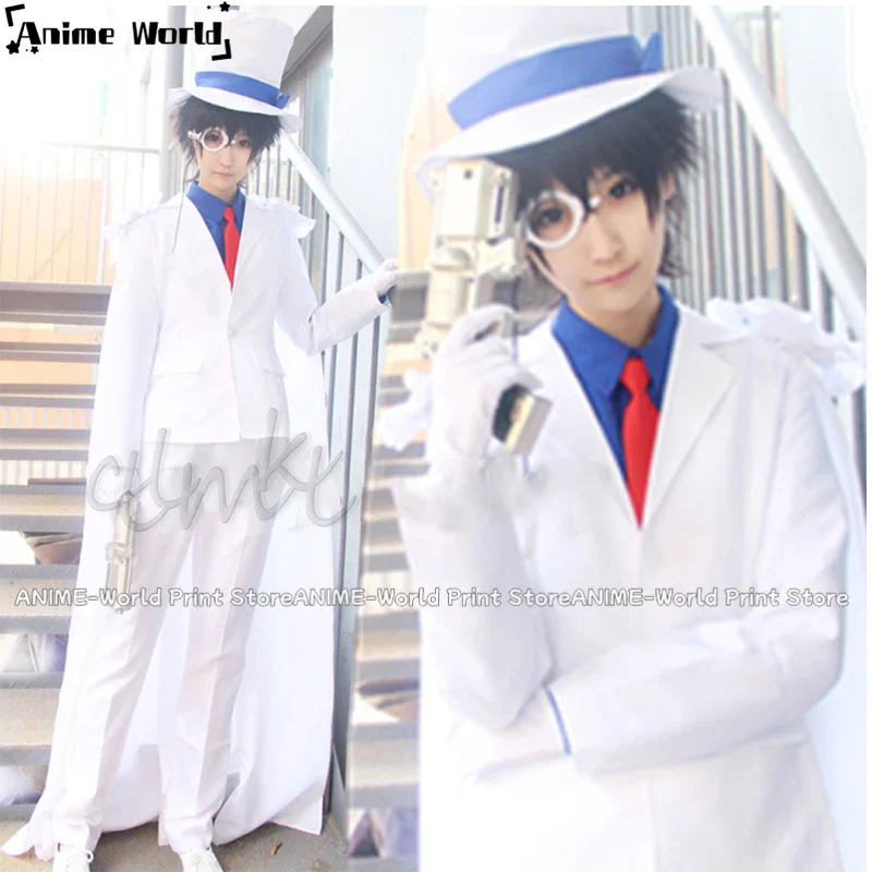 

《Custom Size》DETECTIVE CONAN Magic Kaito Kid the Phantom Thief Uniforms Cosplay Costume Custom Made