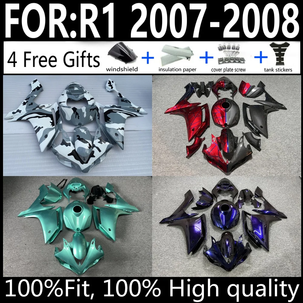 

R1 2007 2008 Fairings Kit For Yamaha YZF R1 ABS Bodywork Aftermarket Fairing Set Full Body Cowls Replacement Parts