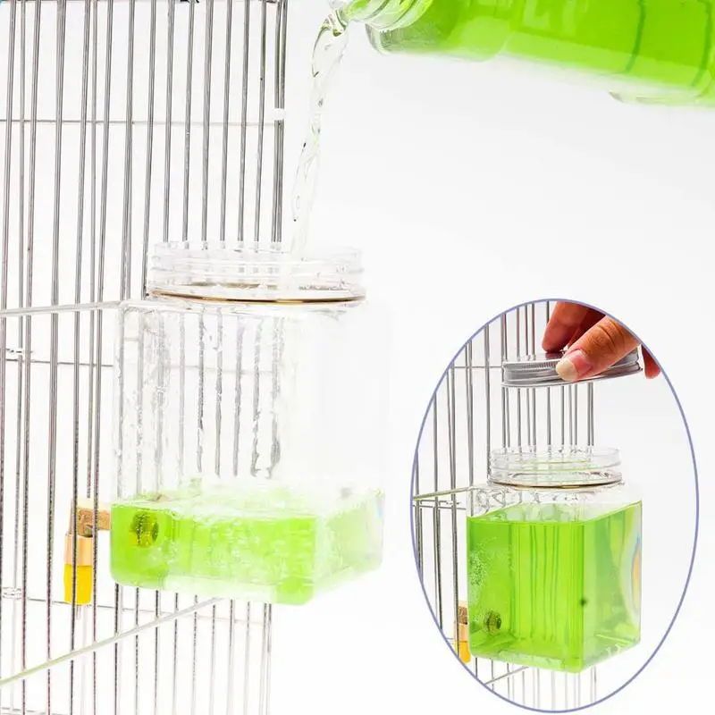 Transparent Water Dispenser For Bird Parrot Feeder Dangling Pet Waterer With Hook Bird Cage Parrot Water Dispenser For Cockatoos