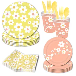 Daisy Birthday Party Decoration Happy Birthday Banner Daisy flower Plate Straws balloon Cake Decor kids Birthday Party Supplies