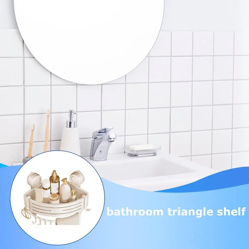 Suction Triangle Storage Rack Sturdy Bathroom Shower Organizer Reusable Kitchen Corner Organizer Storage Corner Shower Organizer