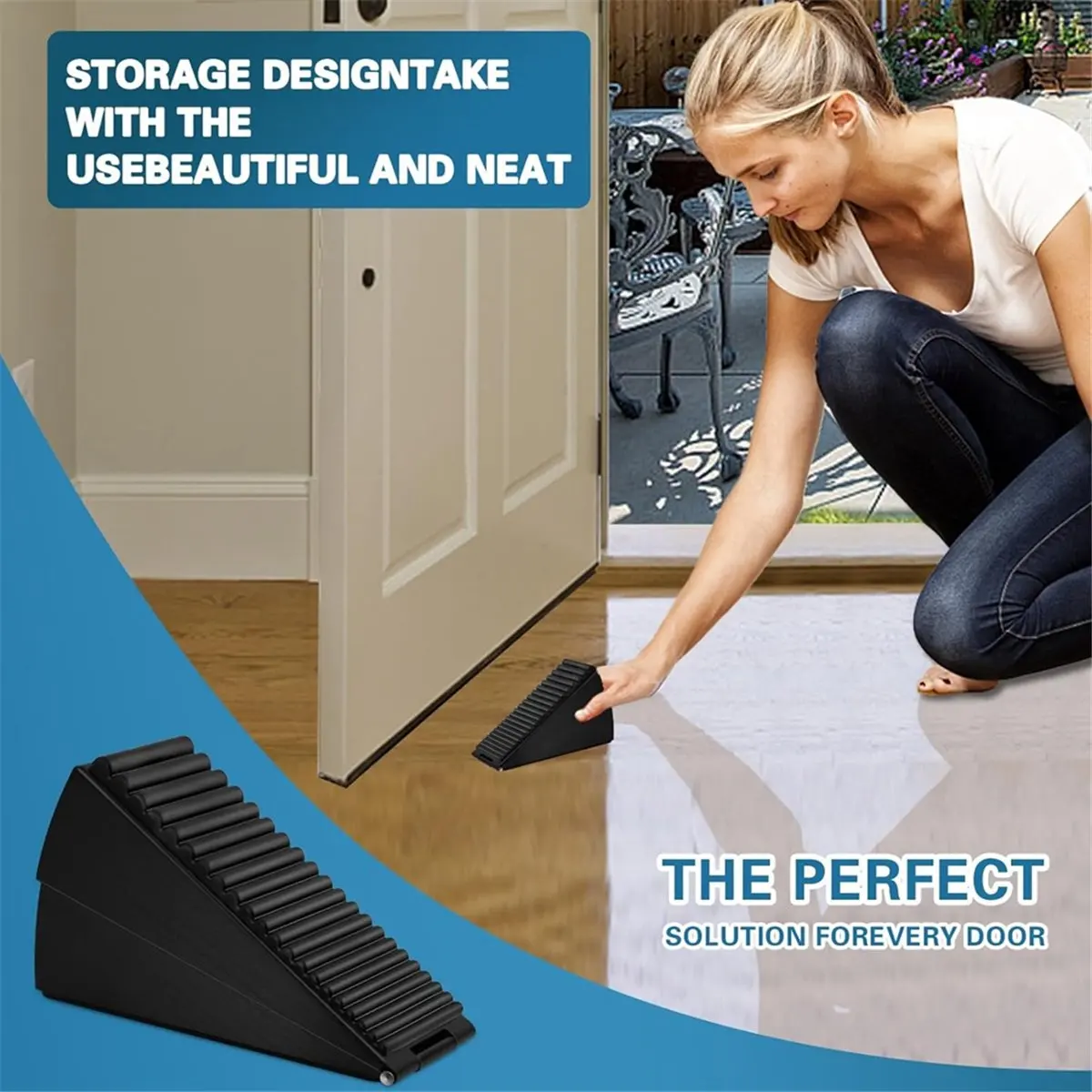 AA77 NEW Door Stopper, Heavy Duty Door Stop Wedge Tall Door Stoppers for Bottom of Door, 3 Inch High Door Stop Strongest