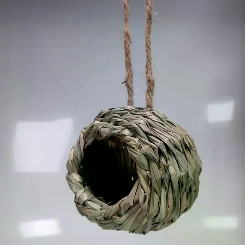 10/12/14cm Birds Nest Bird Cage Grass Egg Cage Bird House Outdoor Decorative Weaved Hanging Parrot Nest Houses Pet Bedroom view 3