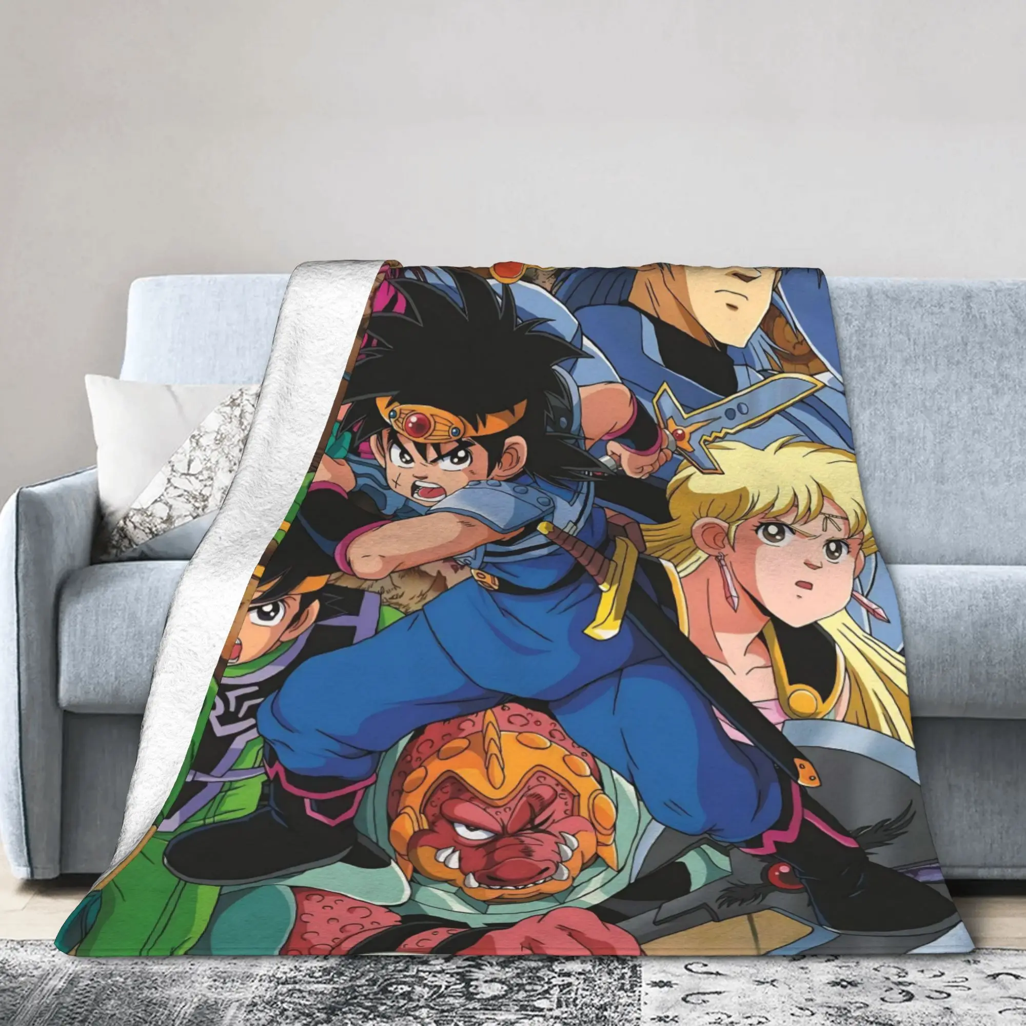 Dragons Quests Game Knitted Blankets Fleece Anlace Hero Erdrick Slime Warm Throw Blankets for Bedroom Sofa Bed Rug