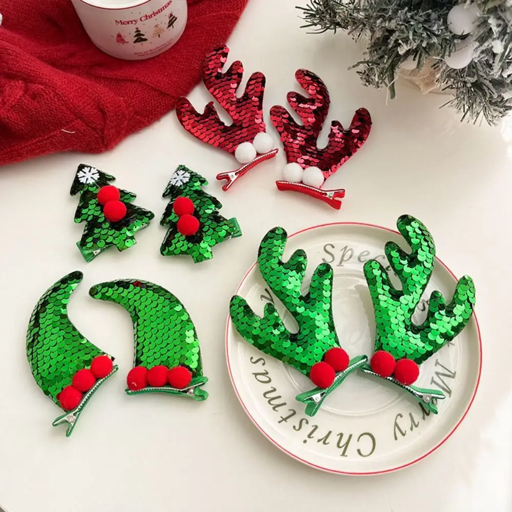 

Merry Christmas Decor Christmas Hairpin Deer Horn Santa Claus Children Antler Hair Clip Sequin Christmas Tree
