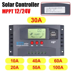 12V/24V MPPT Solar Charge Controller 50VDC Regulator Colorful Screen For Lifepo4 GEL Lithium Lead Acid Battery 20A/30/50/60/100A