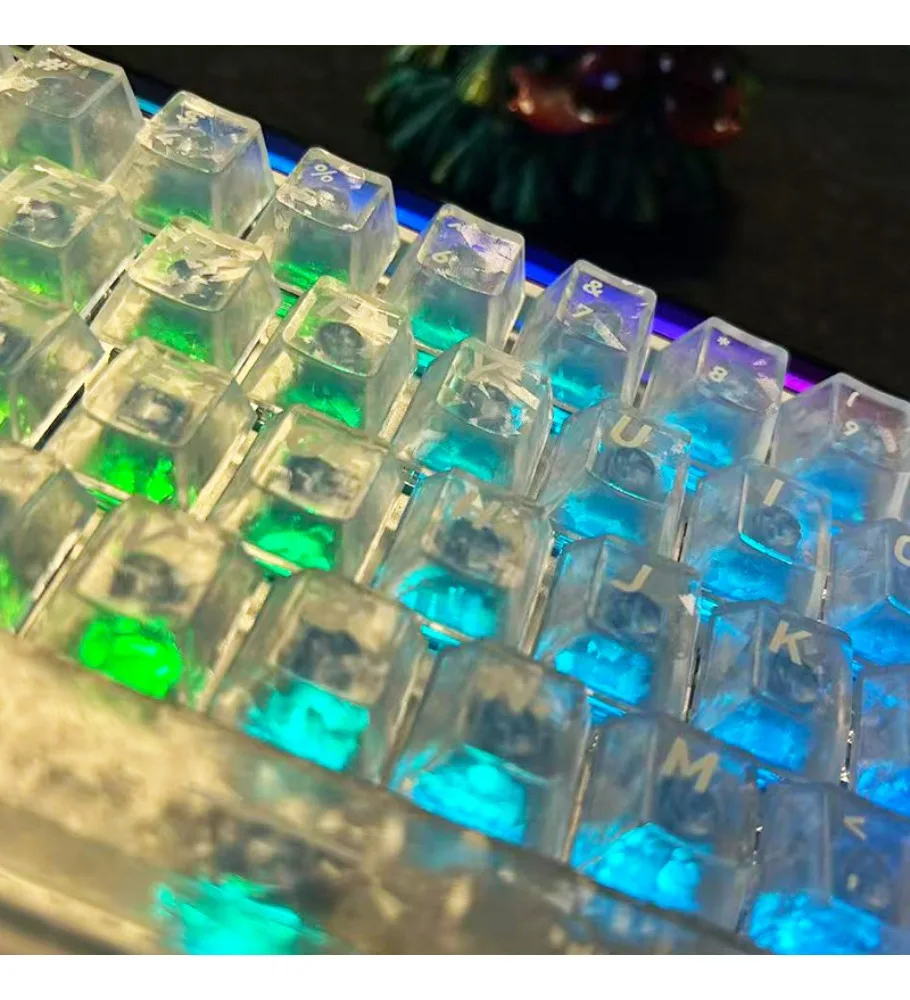 White transparent carbon fiber wooting personalized keycap is engraved to fit from ace68 keys 87 keys