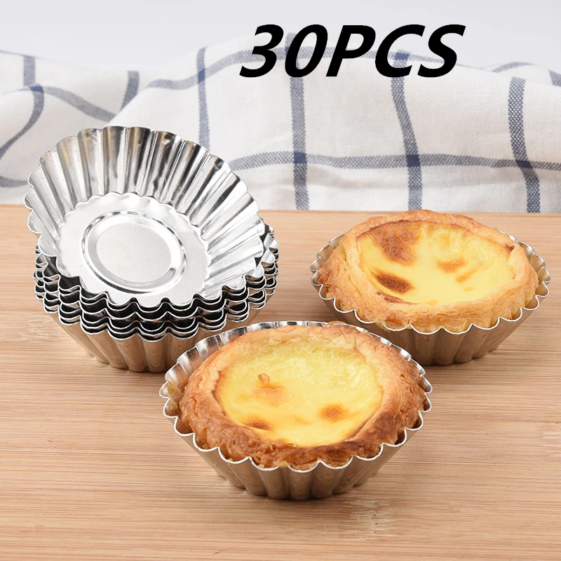 Reusable Non-stick Egg Tart Mold Aluminum Alloy Flower Shape Cupcake Mold Pudding Jelly Mold Muffin Baking Cup Kitchen Tools