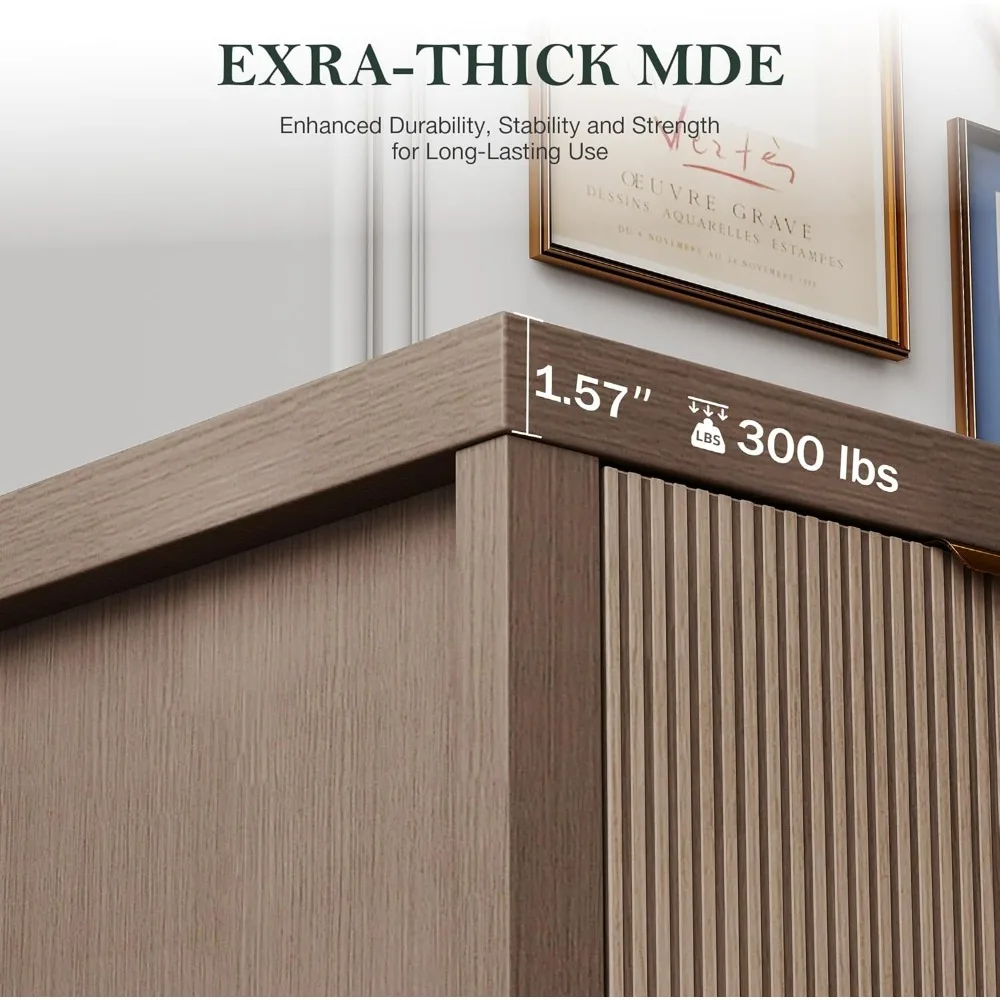 خزانة جانبية للتخزين مقاس 55 بوصة مع بوفيه وبار النبيذ تتميز بالمطبخ والمدخل وغرفة المعيشة #2