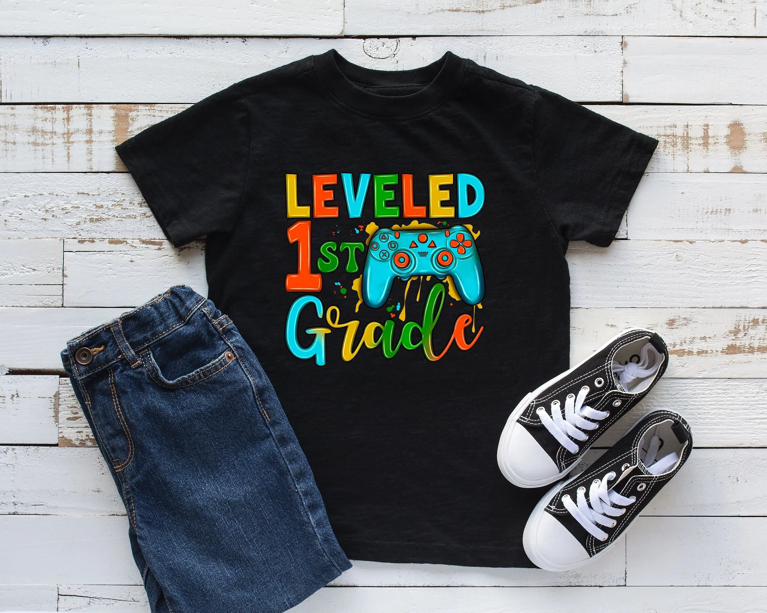 Leveled Gamer T Shirt First Grade Second Dinasaur Teacher Day Of School Hello