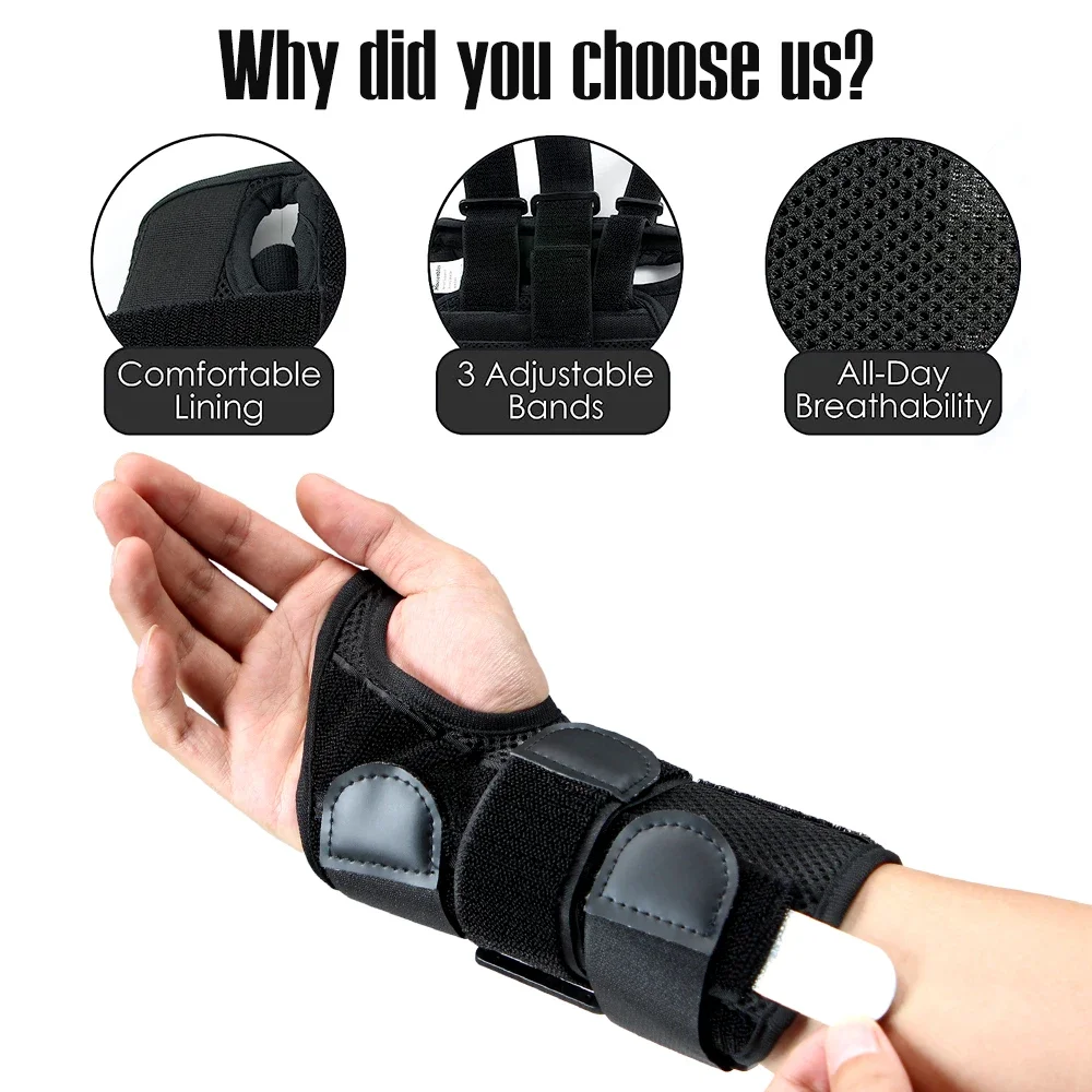 1Pcs Carpal Tunnel Wrist Brace Left Right Hand Splint Wrist Support Sprain Tendonitis Wrist Brace Stabilizing Night Pain Relief