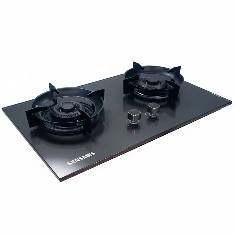 Black Tempered Glass Panel 2 Burner Built In Gas Hob Kitchen Cooking Appliance NG LPG Dual Fuel Gas Stove - view 3