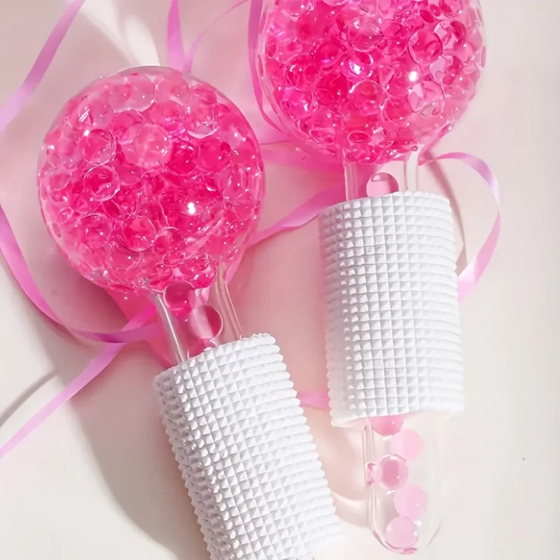 2pcs Pink Face Ice Globes Cooling Ball for Eye Neck Puffiness Dark Circles Relief Facial Massager Cold Compress Skincare Too
