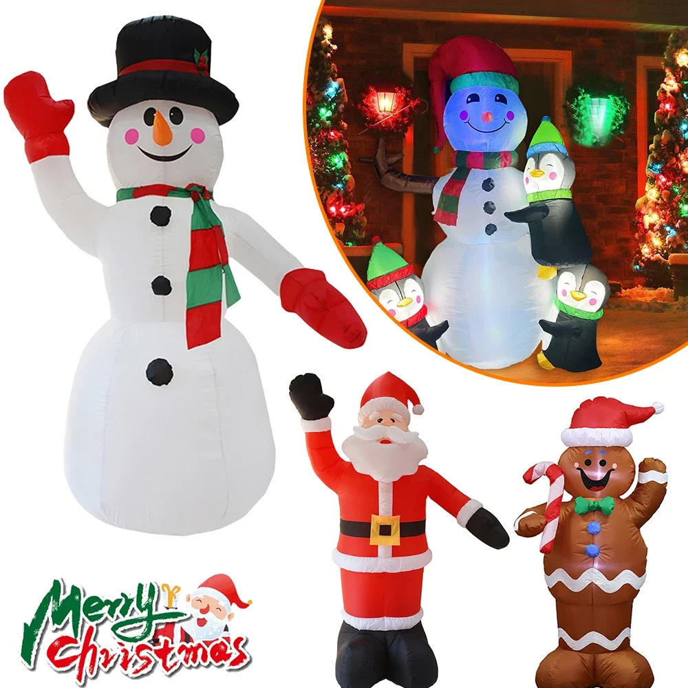 

Christmas Inflatable Snowman Blow Up Outdoor Garden LED Snowman Santa Claus Christmas Doll Decoration Ornament 1.4/1.5M/2.4M