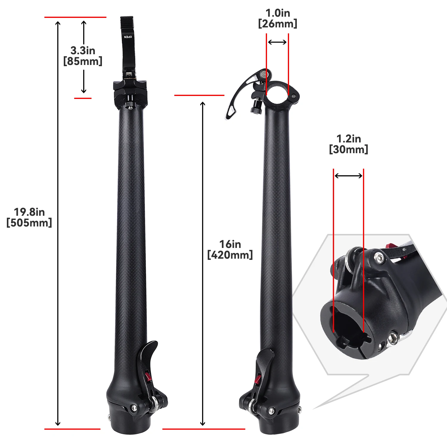 Lightweight Carbon-coated Stem Folding Bike Riser Foldable Bicycle Riser Small Wheel Bike Fork Stem