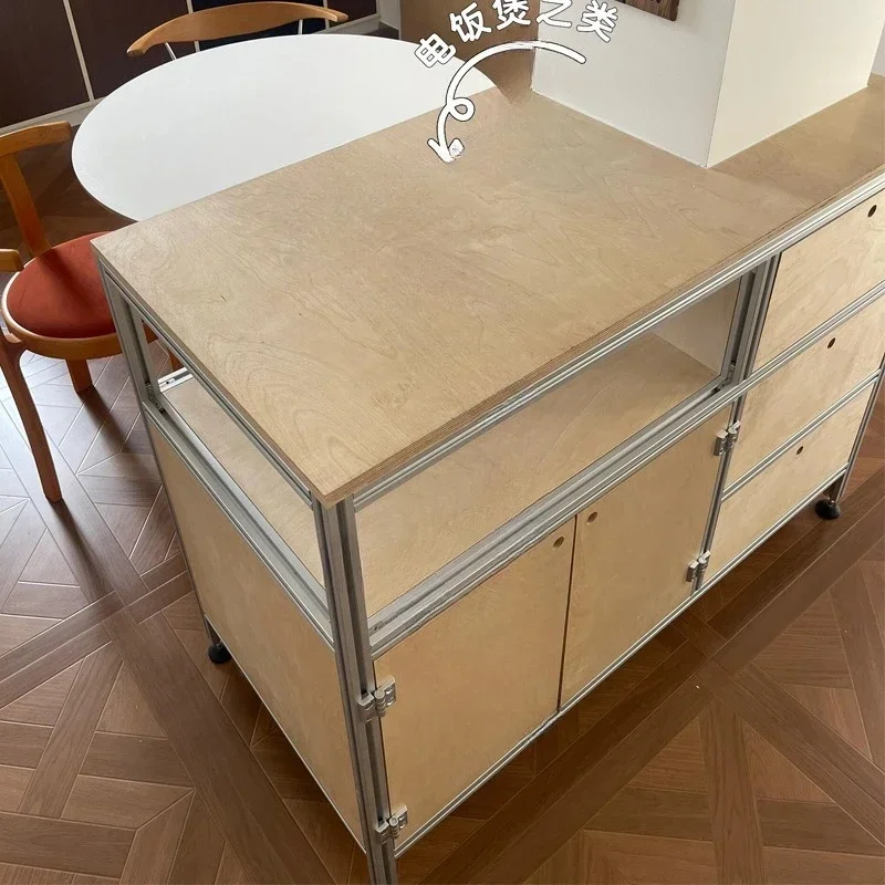 Aluminum profile dining side cabinet Modern simple marine panel cabinet Locker Wall side cabinet Side