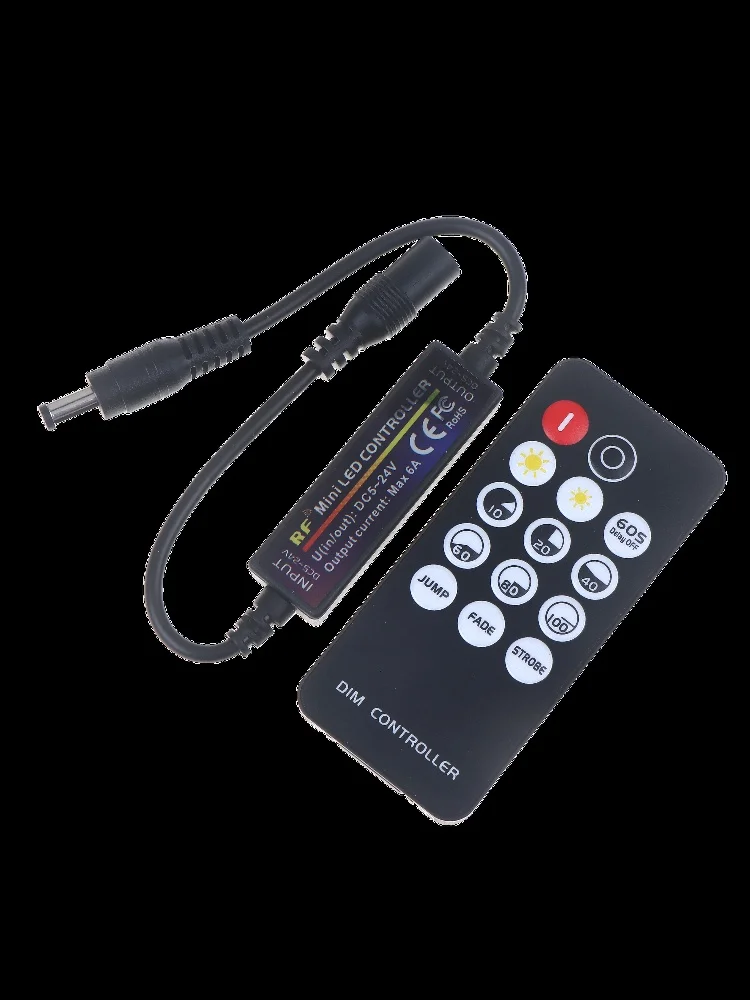 2.4G 14 Key RF Wireless LED Dimmer DC5V 12V 24V Single Color Light Strip Controller