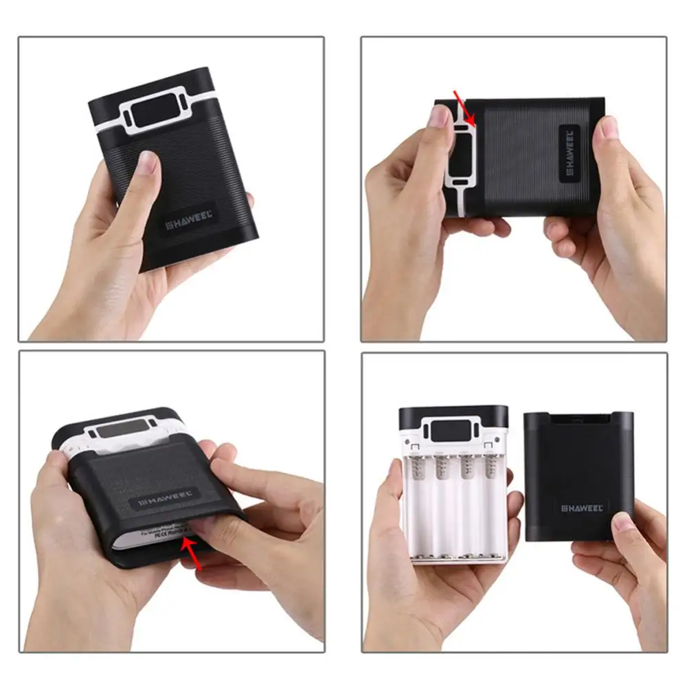 Portable DIY Power Bank Enclosure Empty Shell 4 Slots 18650 Battery Case Dual USB 5V/2.5A Power Bank Accessories