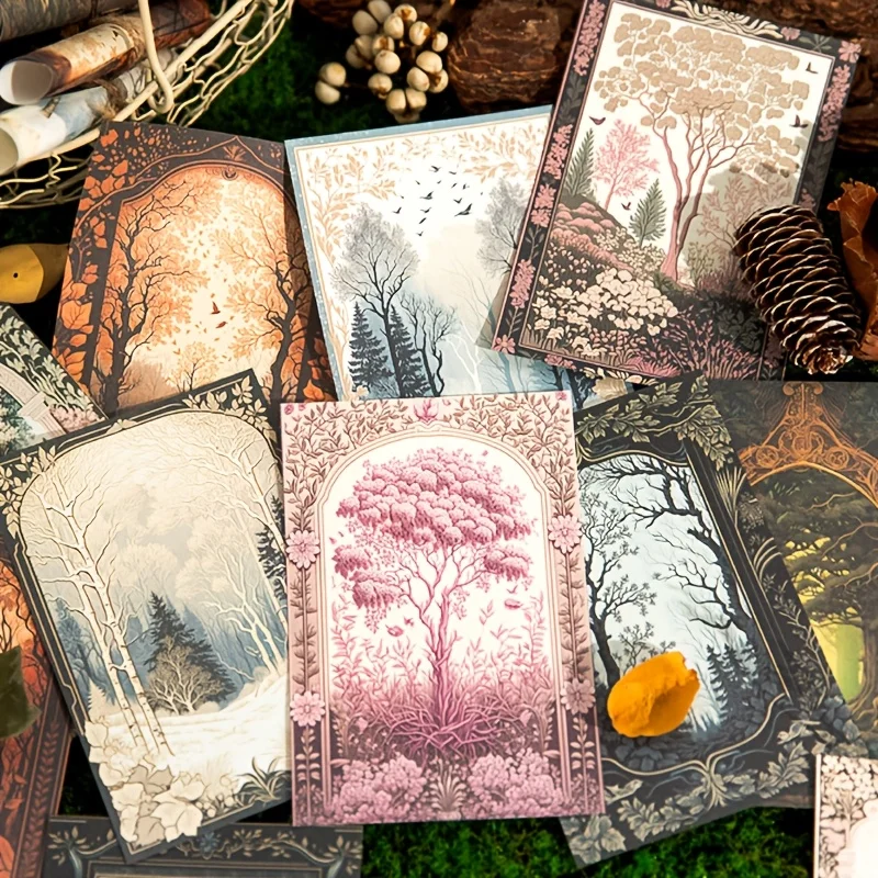 30pcs Vintage Forest Fantasy Craft Paper | Tearable, Multi-Use for DIY Projects, Scrapbooking, Journaling & Origami