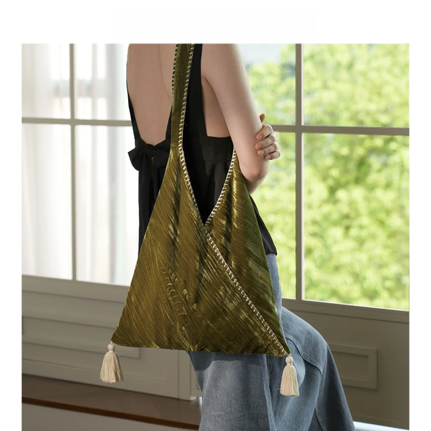 

Сумка-тоут Muses Home View Series из бархата ручной работы с вышивкой, женская сумка через плечо, уникальный дизайн, эффектная модель для повседневного использования