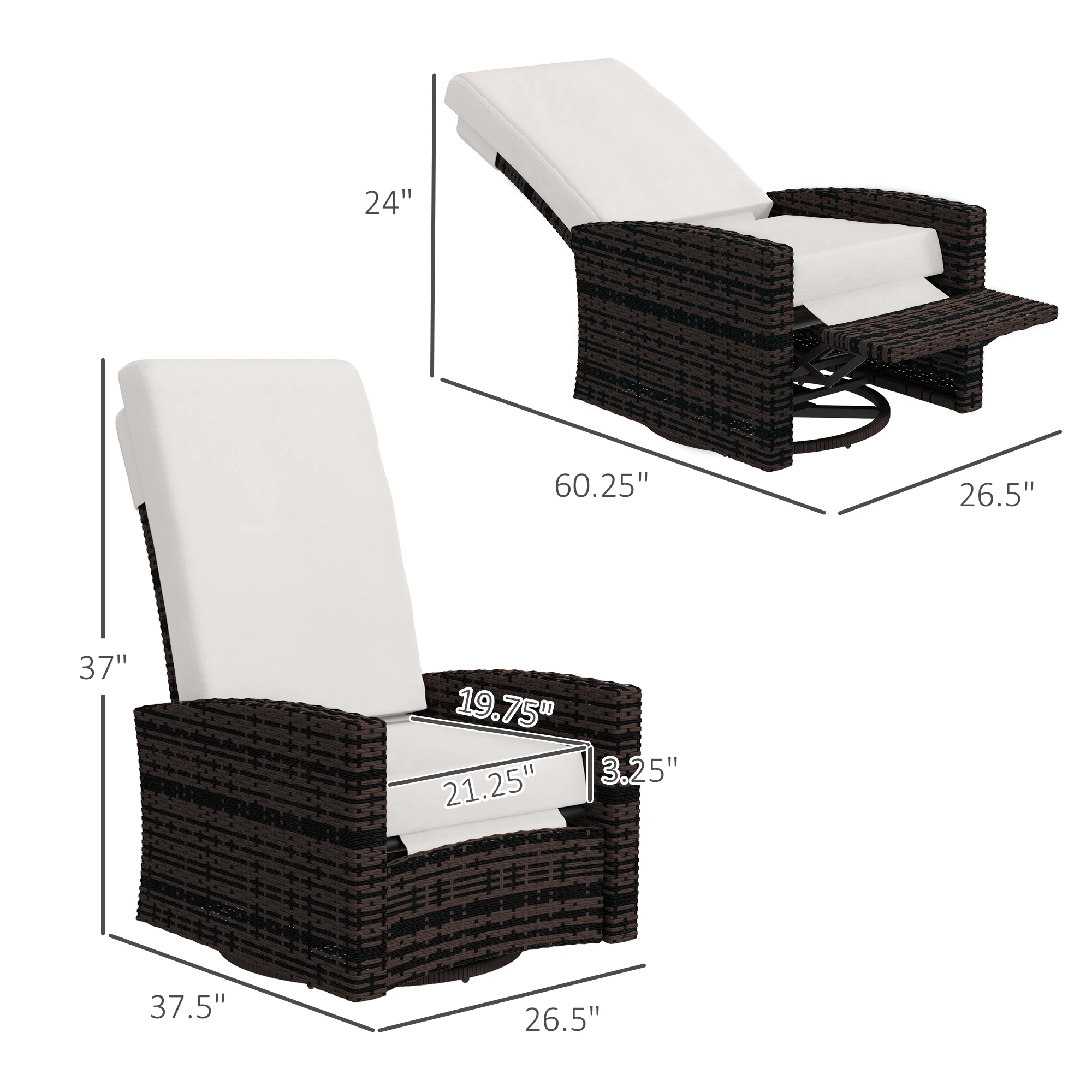 Reclining Rattan 360° Swivel C - Outdoor Furniture Lounge Set review and price