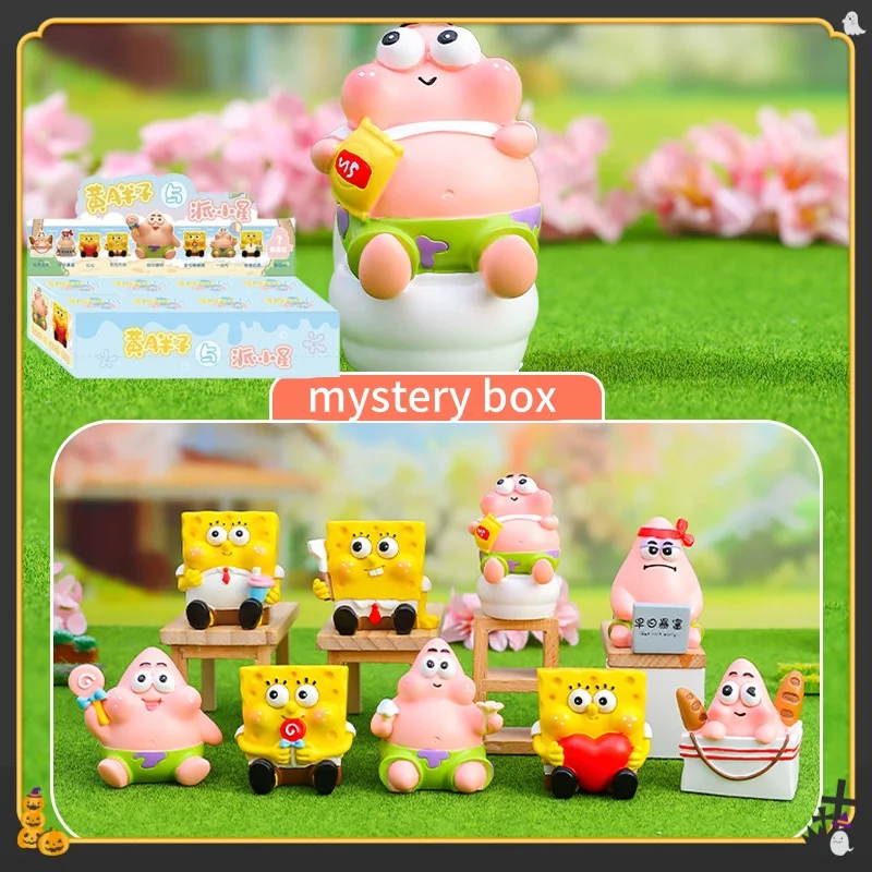 Spongebob Squarepants Mystery Box Pie Big Star Cute Blind Box Handmade Bedroom Bedhead Luminous Decorative Cabinet Desktop Gift