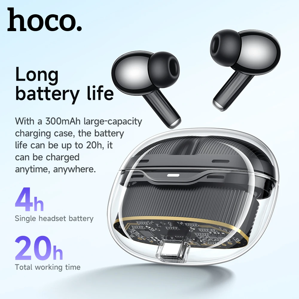 HOCO EW54 True wireless Earbuds 5.3 Bluetooth Headset Mini Portable 4Hours Playtime Water-Resistant For iPhone Xiaomi Huawei