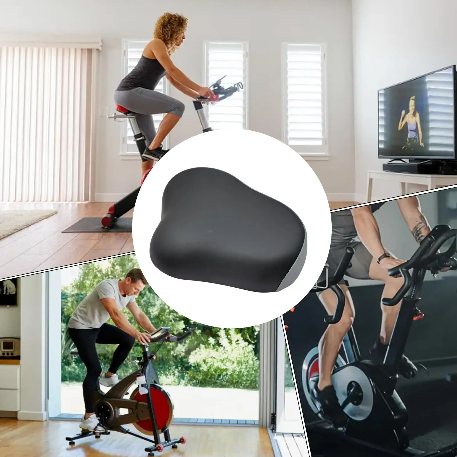 Exercise Bike Saddle Cushion Padded Ergonomic Thick High-Rebound Fitness Equipment Seat Padding for Gym Studio Clinic Hospital
