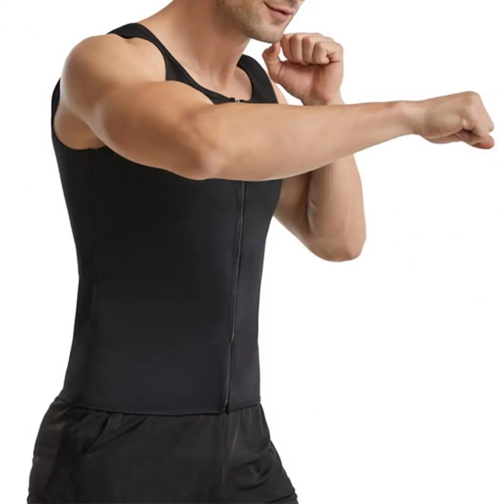 Muscle Defining Vest Men's O-neck Sleeveless Zipper Placket Fitness Vest Nanometer Tech Muscle Defining Safety Tank Tops