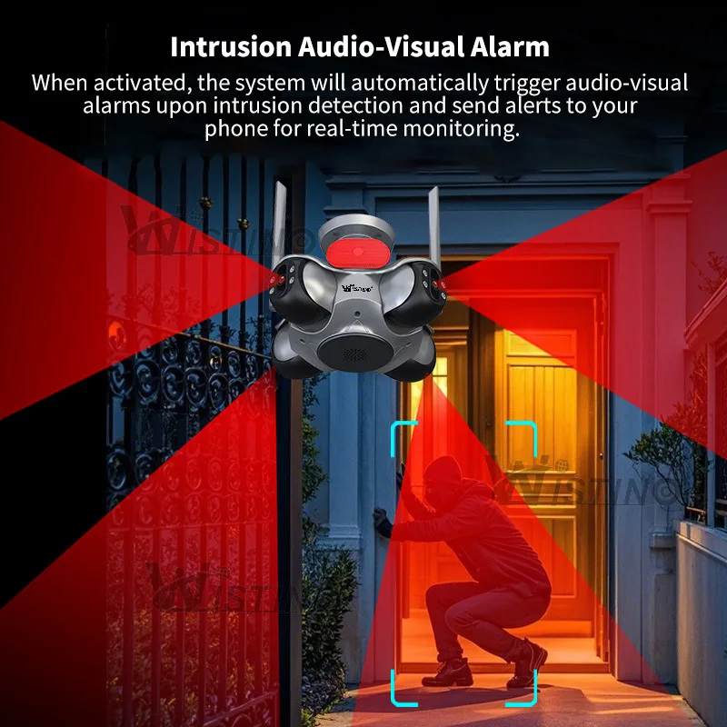 Wistino nuevas llegadas 8K Cmos Sensor cámara de red FFvideo App Control 4 PTZ detección de movimiento alarma de sonido cámara Wifi