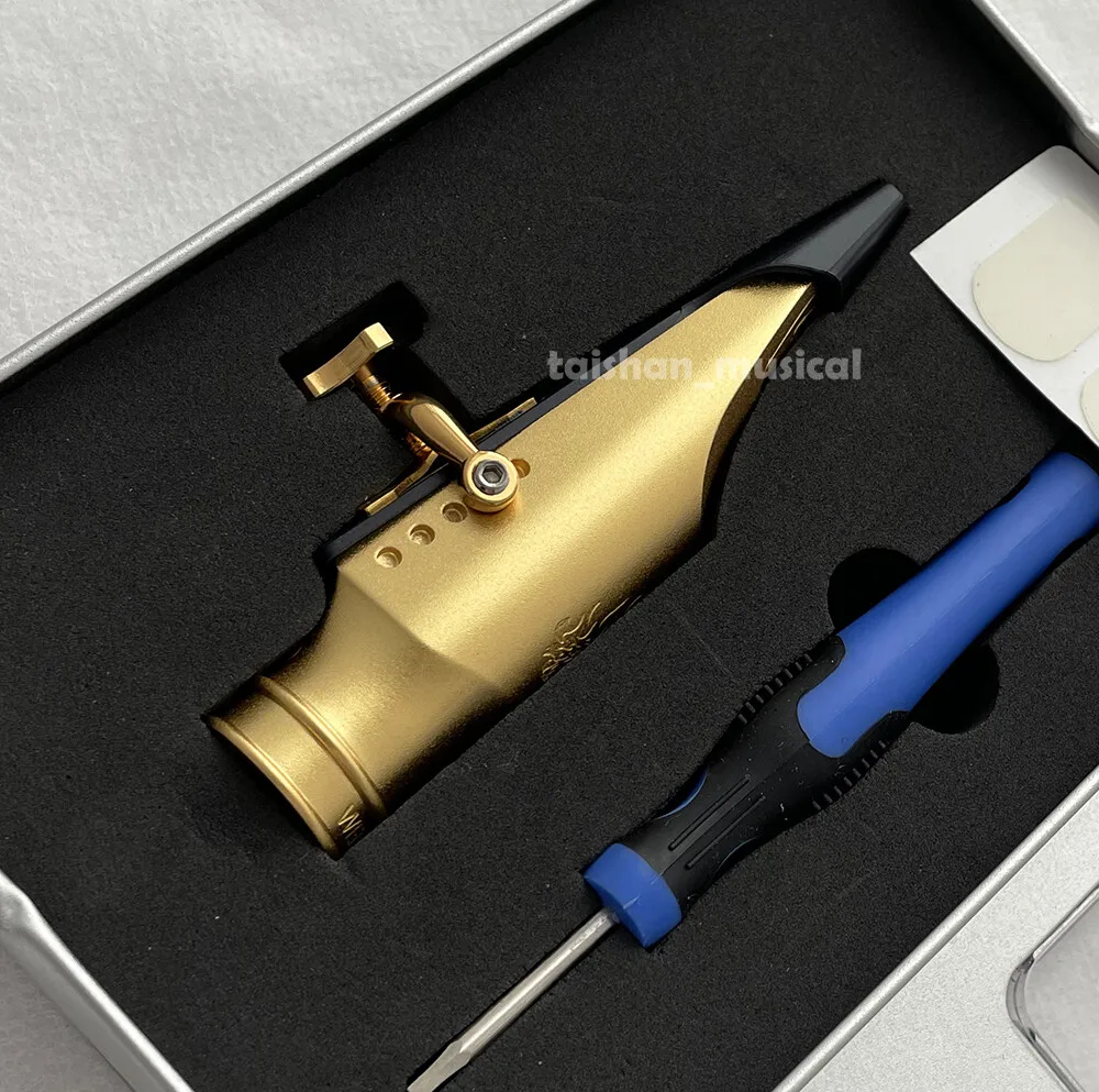 high quality PRO. Screw Satin Gold Tenor Saxophone Copper Mouthpiece W / Ligature 5 - 9 #